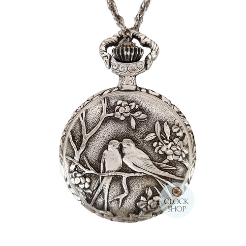 27mm Rhodium Womens Pendant Watch With Love Birds By CLASSIQUE (Roman) image