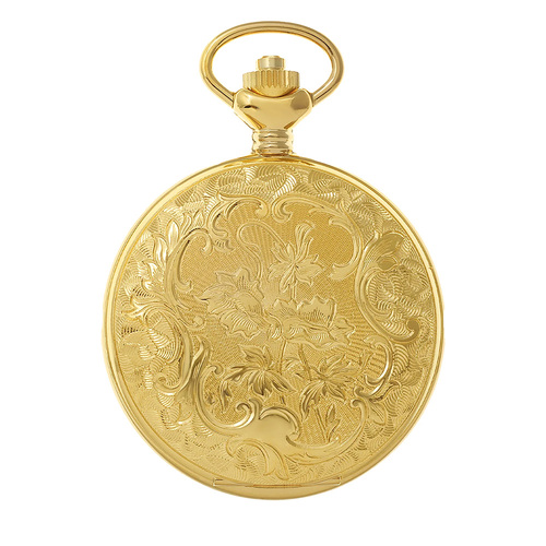 48mm Gold Unisex Pocket Watch With Floral Pattern By CLASSIQUE (Roman)