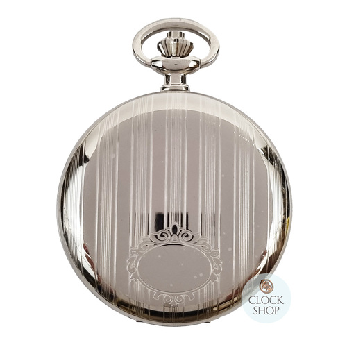 48mm Rhodium Unisex Pocket Watch With Striped Crest By CLASSIQUE (Roman) image