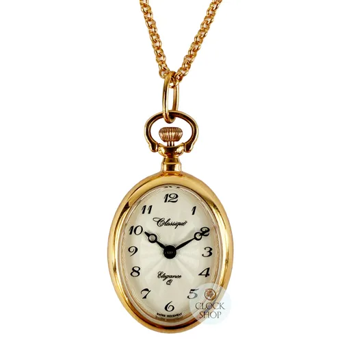 25mm Rose Gold Womens Oval Pendant Watch With Open Dial By CLASSIQUE (Arabic) image