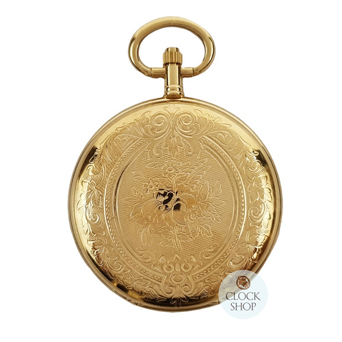 41mm Gold Unisex Pocket Watch With Floral Crest By CLASSIQUE (Roman) image