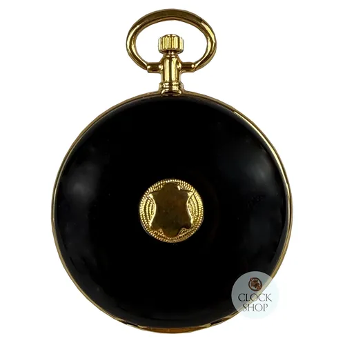 41mm Gold Unisex Pocket Watch With Black Enamel Case By CLASSIQUE (Arabic) image
