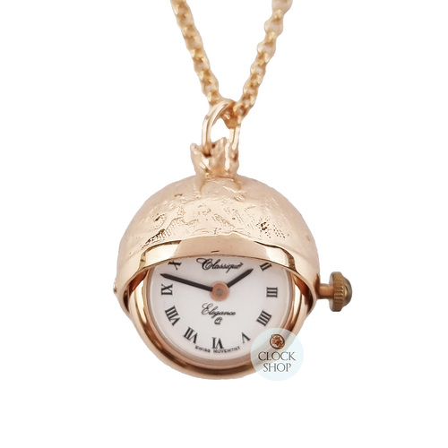 20mm Rose Gold Womens Ball Pendant Watch By CLASSIQUE (Roman)