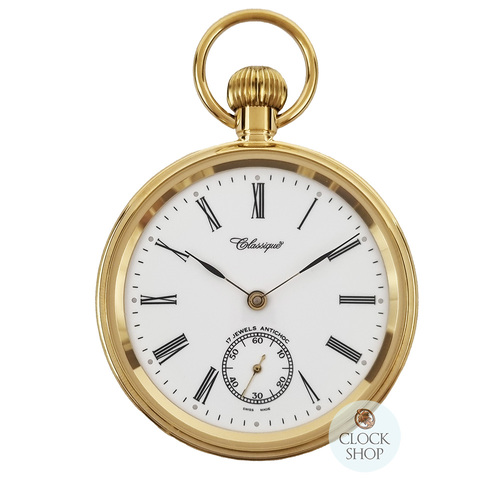 49mm Gold Unisex Mechanical Pocket Watch With Open Dial By CLASSIQUE (Roman)