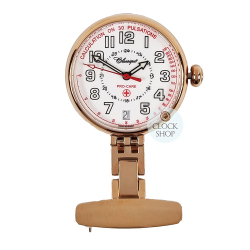 30mm Rose Gold Plated Nurses Watch Pro Care Set By CLASSIQUE image