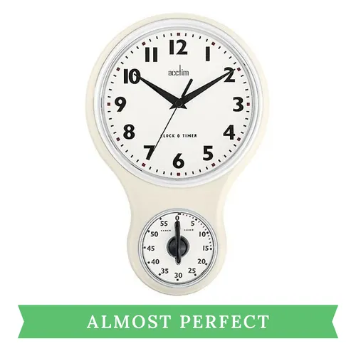 30cm Cream Retro Kitchen Wall Clock with Timer By ACCTIM (No Glass) image
