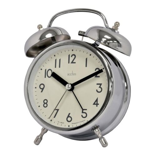 12.5cm Hardwick Chrome Double Bell Silent Analogue Alarm Clock By ACCTIM image