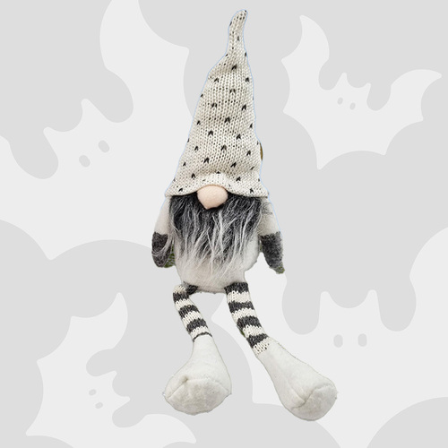 30cm White & Grey Gnome- Spotty Hat