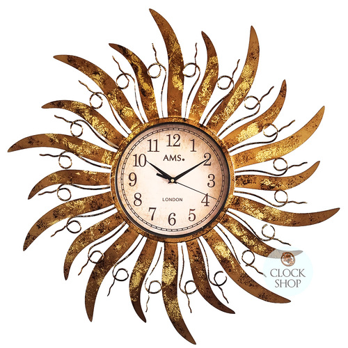 70cm Blazing Sun Gold Wall Clock By AMS  image