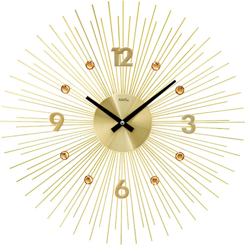 50cm Gold Sunray Jewelled Wall Clock By AMS