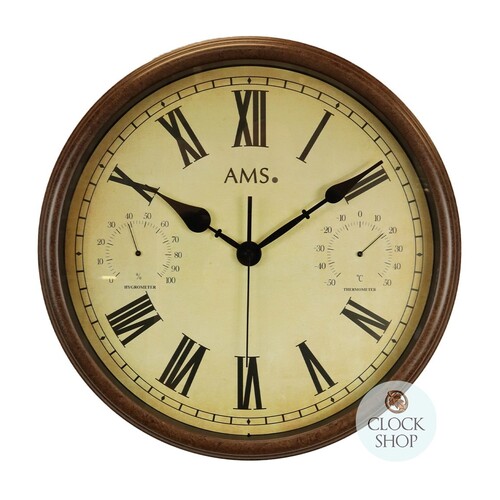 42cm Indoor / Outdoor Round Wall Clock With Weather Dials & Roman Numerals By AMS image
