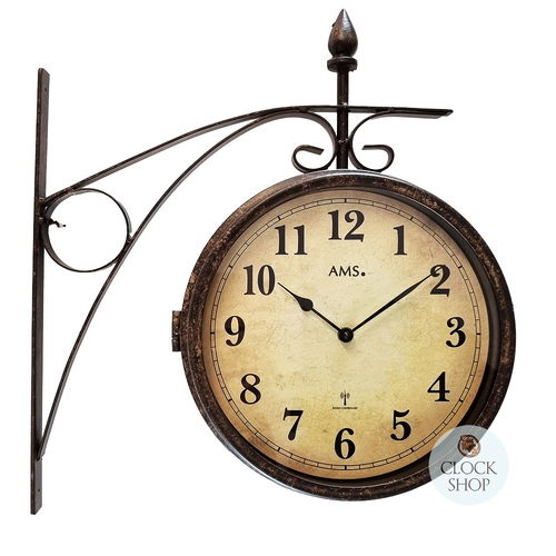 44cm Two-Sided Wrought Iron Wall Clock By AMS image