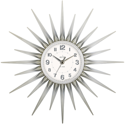 43cm Stella Silver Starburst Wall Clock By ACCTIM