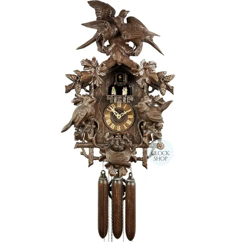 Love Birds 8 Day Mechanical Carved Cuckoo Clock With Dancers 62cm By HERR image