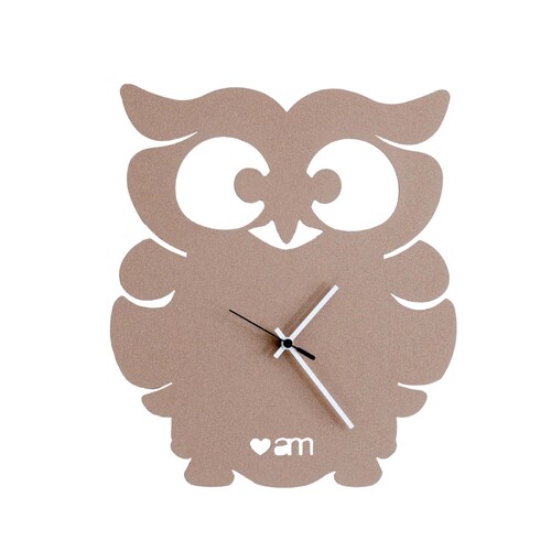 34cm Beige Owl Gufino Modern Wall Clock By ARTI E MESTIERI