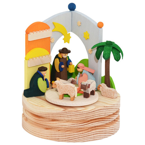 Nativity Music Box With Animals & Tree By Graupner (Silent Night)