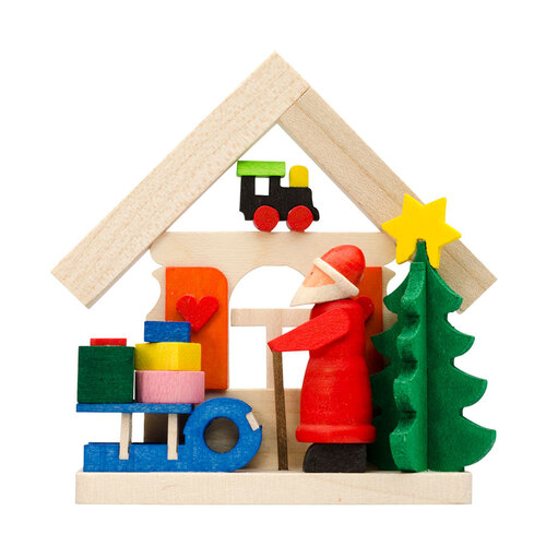 7.5cm Santa House With Sleigh Hanging Decoration By Graupner