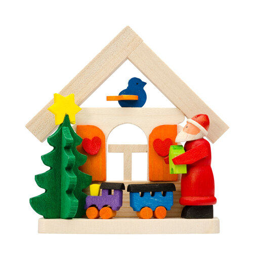 7.5cm Santa House With Train Hanging Decoration By Graupner
