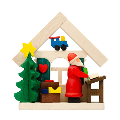 7.5cm Santa House With Tree Hanging Decoration By Graupner