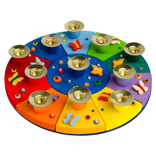 Rainbow Coloured Birthday Candle Holder By Graupner image