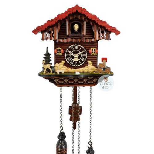 Black Forest Battery Chalet Cuckoo Clock With Deer 20cm By TRENKLE