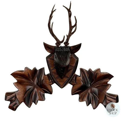 18cm Wooden Carved Cuckoo Clock Top With Deer