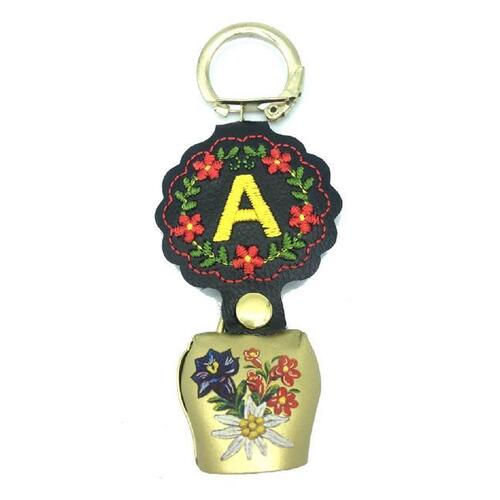 Embroidered Initial Bell Keyrings image