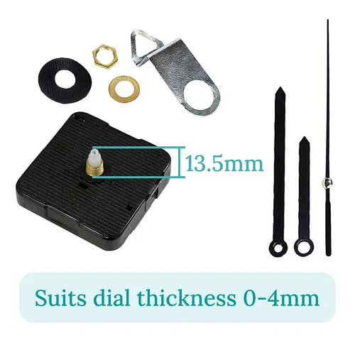 Press Fit Sweep Clock Movement Kit- Black Pointer & Black Seconds Hands (13.5mm Shaft) | Fits 3.5mm & 5.5mm Hand Holes image